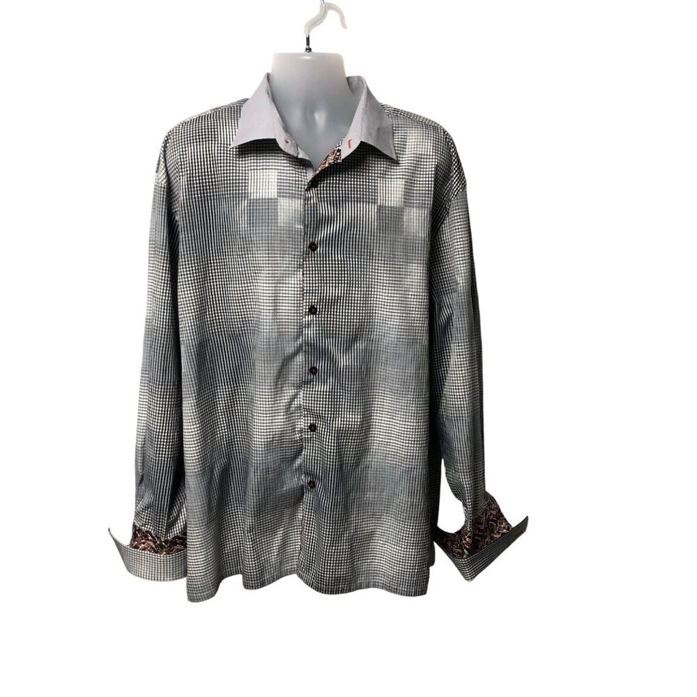 Steve Harvey Shirt Mens Size 3XL Gray Black Gradient Maroon Cuffs Celebrity Ed.